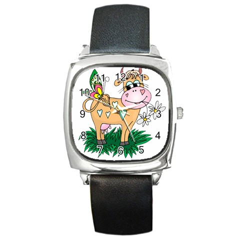 Cute cow Square Metal Watch from ArtsNow.com Front