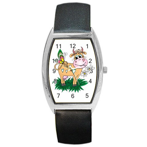 Cute cow Barrel Style Metal Watch from ArtsNow.com Front