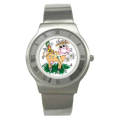 Cute cow Stainless Steel Watch from ArtsNow.com Front