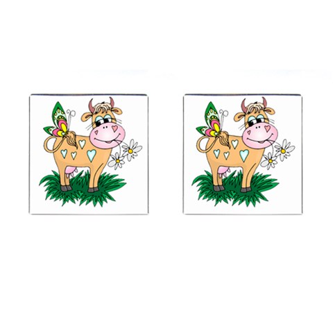 Cute cow Cufflinks (Square) from ArtsNow.com Front(Pair)