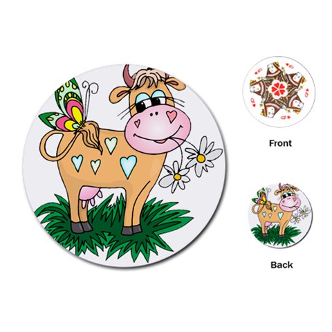 Cute cow Playing Cards (Round) from ArtsNow.com Front