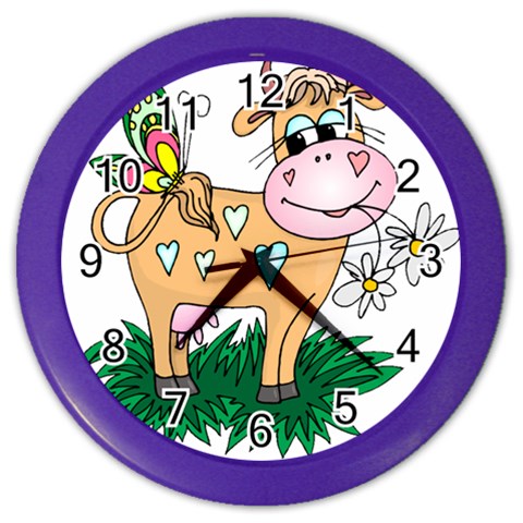 Cute cow Color Wall Clock from ArtsNow.com Front