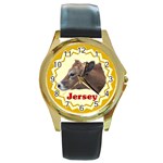 Jersey Round Gold Metal Watch