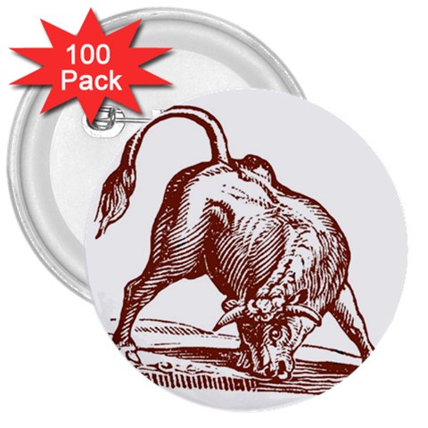Angry bull 3  Button (100 pack) from ArtsNow.com Front
