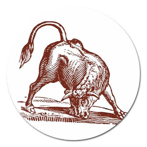 Angry bull Magnet 5  (Round) from ArtsNow.com Front