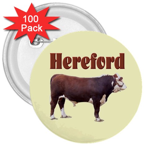 Hereford 3  Button (100 pack) from ArtsNow.com Front
