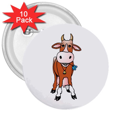 Cow 3  Button (10 pack) from ArtsNow.com Front