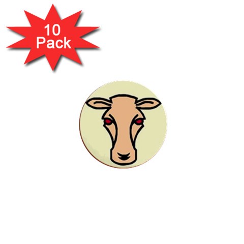 Cow head 1  Mini Button (10 pack)  from ArtsNow.com Front
