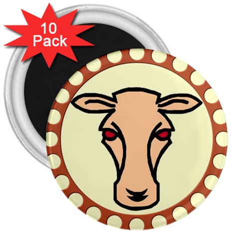 Cow head 3  Magnet (10 pack) from ArtsNow.com Front