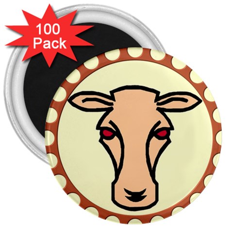 Cow head 3  Magnet (100 pack) from ArtsNow.com Front