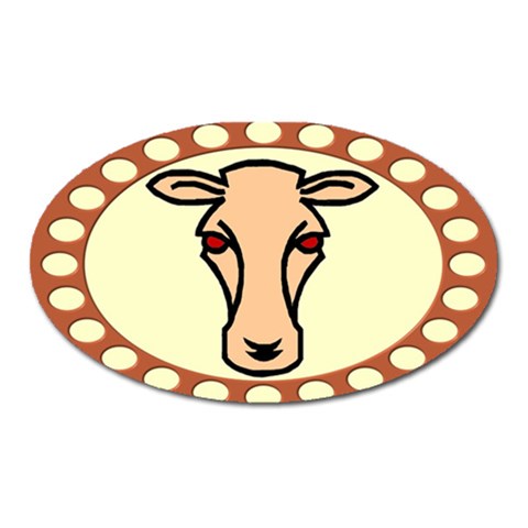 Cow head Magnet (Oval) from ArtsNow.com Front