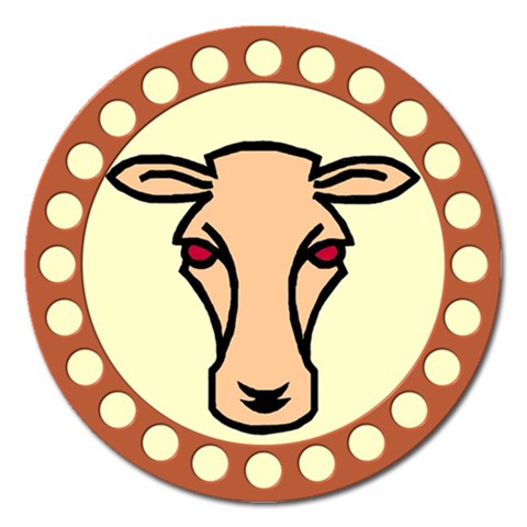 Cow head Magnet 5  (Round) from ArtsNow.com Front