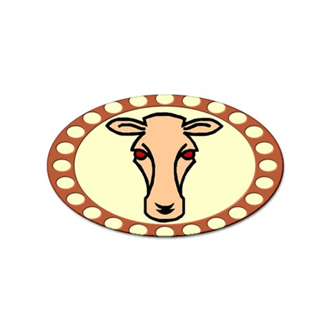 Cow head Sticker Oval (10 pack) from ArtsNow.com Front