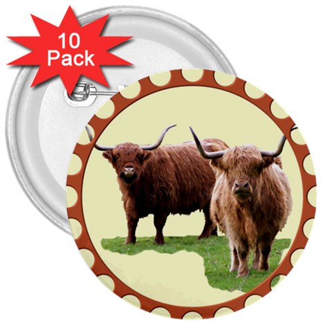 Highland 3  Button (10 pack) from ArtsNow.com Front