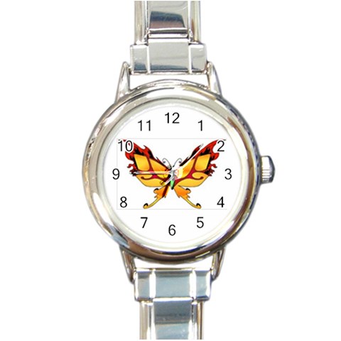 tgoldenbutterfly Round Italian Charm Watch from ArtsNow.com Front