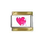 heart9453 Gold Trim Italian Charm (9mm)