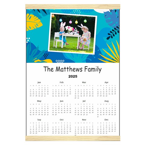 Personalized Summer Family Calendar Canvas Yearly Calendar 16  x 22  from ArtsNow.com Front - Jan 2025