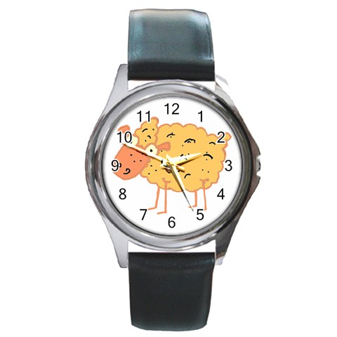 Funky sheep Round Metal Watch from ArtsNow.com Front