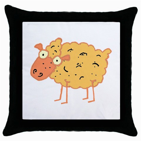 Funky sheep Throw Pillow Case (Black) from ArtsNow.com Front