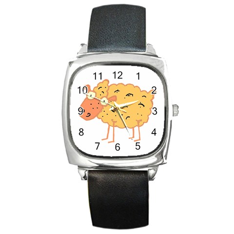 Funky sheep Square Metal Watch from ArtsNow.com Front