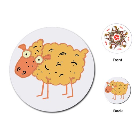 Funky sheep Playing Cards (Round) from ArtsNow.com Front