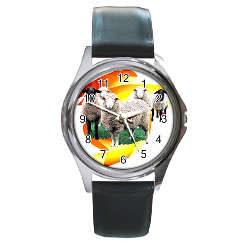 Flock Round Metal Watch from ArtsNow.com Front