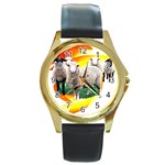 Flock Round Gold Metal Watch