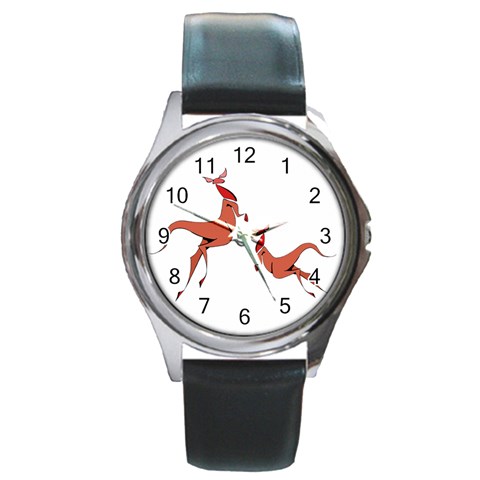 Kangaroo 1 Round Metal Watch from ArtsNow.com Front