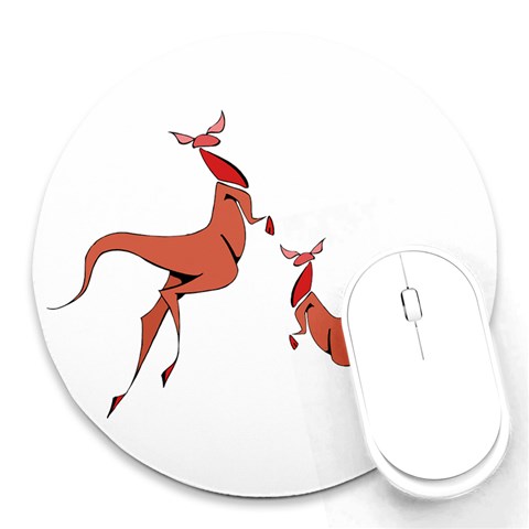 Kangaroo 1 Round Mousepad from ArtsNow.com Front