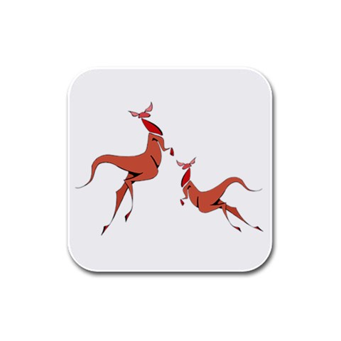 Kangaroo 1 Rubber Square Coaster (4 pack) from ArtsNow.com Front