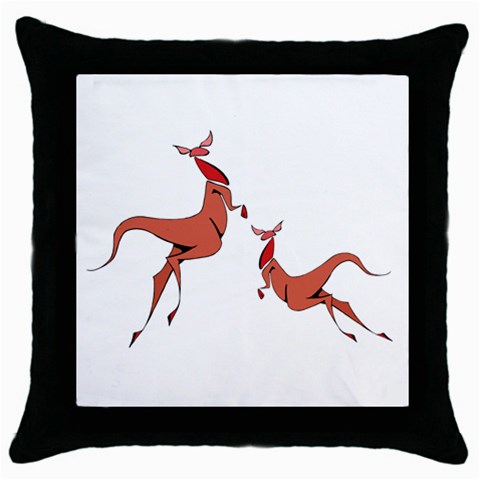 Kangaroo 1 Throw Pillow Case (Black) from ArtsNow.com Front