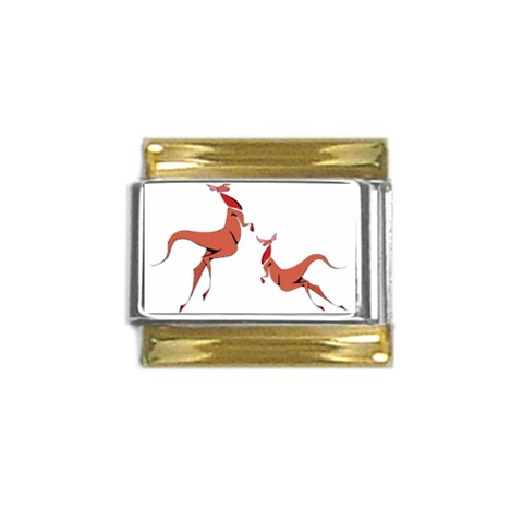 Kangaroo 1 Gold Trim Italian Charm (9mm) from ArtsNow.com Front
