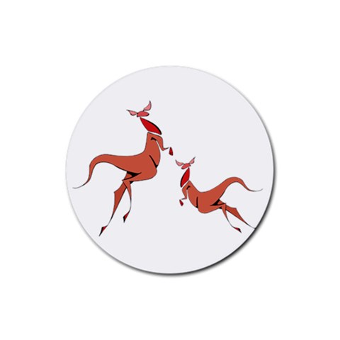 Kangaroo 1 Rubber Round Coaster (4 pack) from ArtsNow.com Front