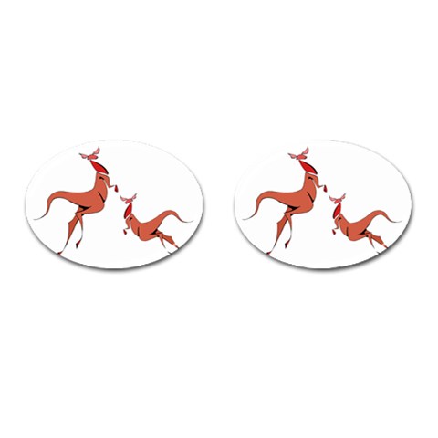 Kangaroo 1 Cufflinks (Oval) from ArtsNow.com Front(Pair)