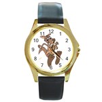 Kangaroo 2 - Round Gold Metal Watch
