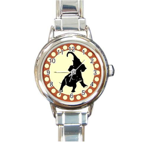 Elephant1 Round Italian Charm Watch from ArtsNow.com Front