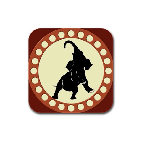 Elephant1 Rubber Square Coaster (4 pack) from ArtsNow.com Front