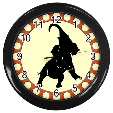 Elephant1 Wall Clock (Black) from ArtsNow.com Front