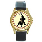 Elephant1 Round Gold Metal Watch