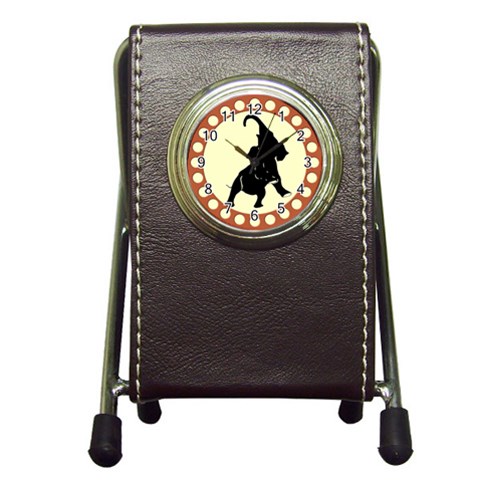 Elephant1 Pen Holder Desk Clock from ArtsNow.com Front