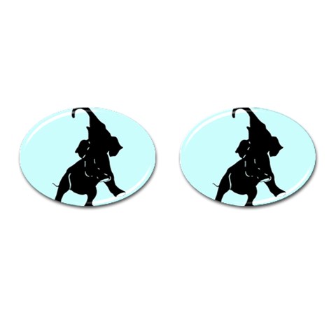 Elephant1 Cufflinks (Oval) from ArtsNow.com Front(Pair)