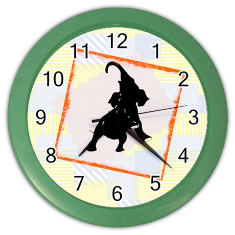 Elephant1 Color Wall Clock from ArtsNow.com Front