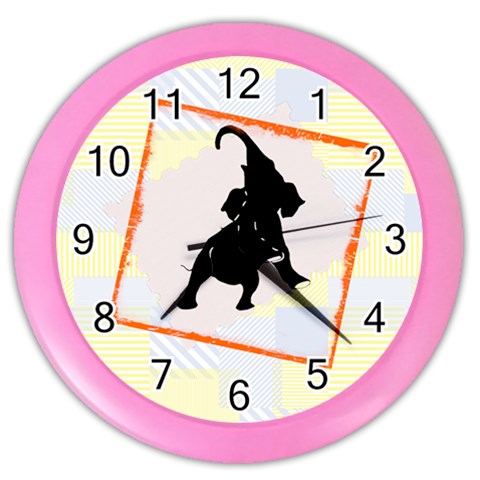 Elephant1 Color Wall Clock from ArtsNow.com Front