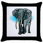 Elephant 2 - Throw Pillow Case (Black)