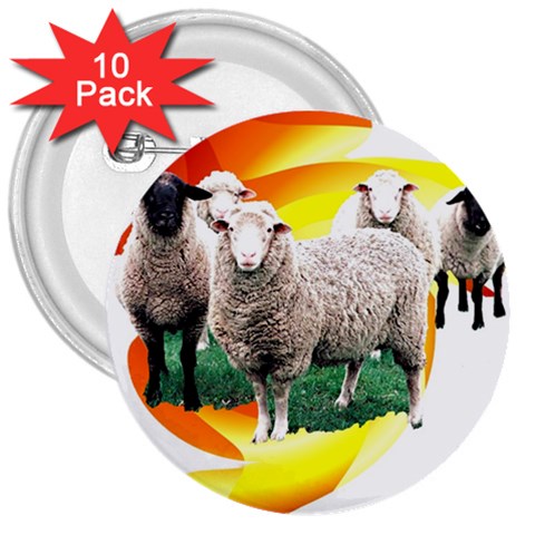 Flock 3  Button (10 pack) from ArtsNow.com Front