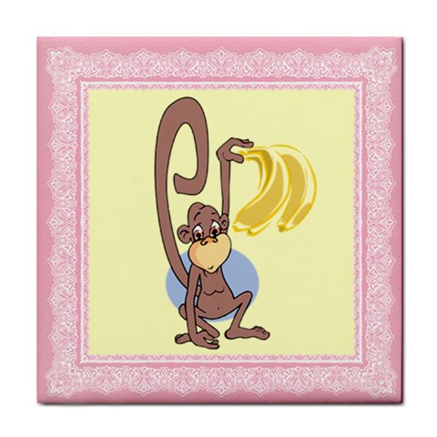 Banana monkey Tile Coaster from ArtsNow.com Front