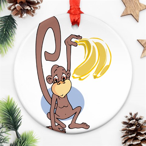 Banana monkey Ornament (Round) from ArtsNow.com Front