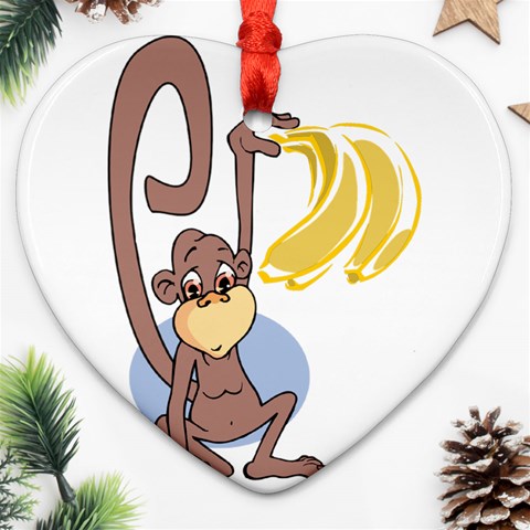Banana monkey Ornament (Heart) from ArtsNow.com Front