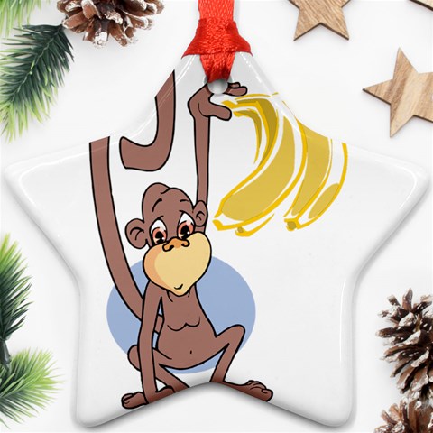 Banana monkey Ornament (Star) from ArtsNow.com Front