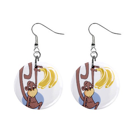 Banana monkey 1  Button Earrings from ArtsNow.com Front